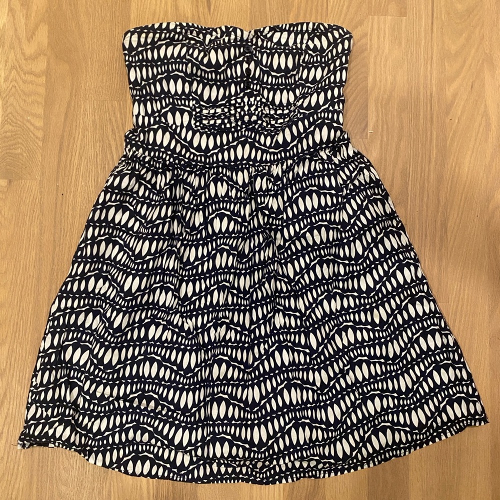 Strapless Navy and White Dress size small